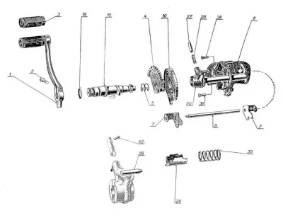 Díly pro nožní řazení a startovací páky Jawa 250 a 350 (Kývačka,  Panelka)